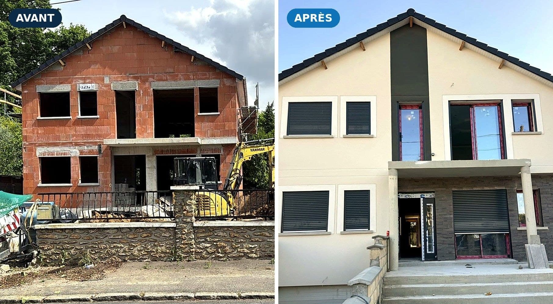 Avant / après : construction d'une maison individuelle à Sainte-Geneviève-des-Bois